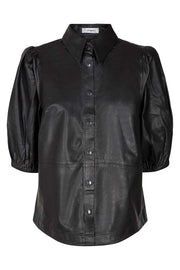 Briela Leather Shirt | Black | Læder skjorte fra Co'Couture