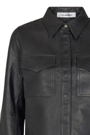 Phoebe Crop Leather Shirt |  Black | Læder skjorte fra Co'Couture