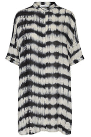 Fenton Tunic shirt | Sort & Hvid | Batik tunika fra Co'couture
