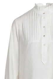 Callum Pintuck Frill Shirt | White | Skjorte fra Co'couture