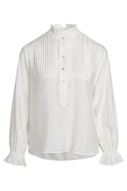 Callum Pintuck Frill Shirt | White | Skjorte fra Co'couture