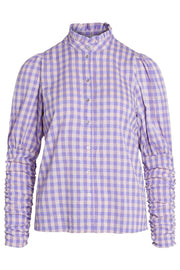 Cadie Check Puff Shirt | Purple | Skjorte fra Co'couture