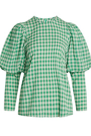 Cadie Check Blouse | Green | Bluse fra  Co'Couture