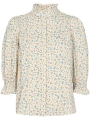 Petra Flower S/S Shirt | Pale Blue | Skjorte fra Co'couture