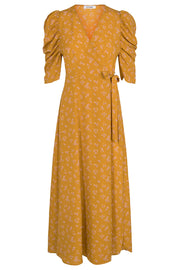Springalina Wrap Dress | Sennepsgul | Lang kjole fra Co'Couture