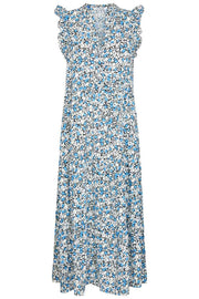 Royal Flower S/S Floor Dress | New Blue | Kjole fra Co'couture