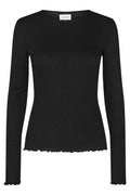 Natalia Ls Round Neck Blouse | Black | Bluse fra Liberté
