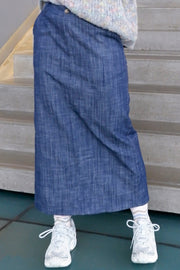 Box Long Skirt | Navy Denim | Nederdel fra Black Colour