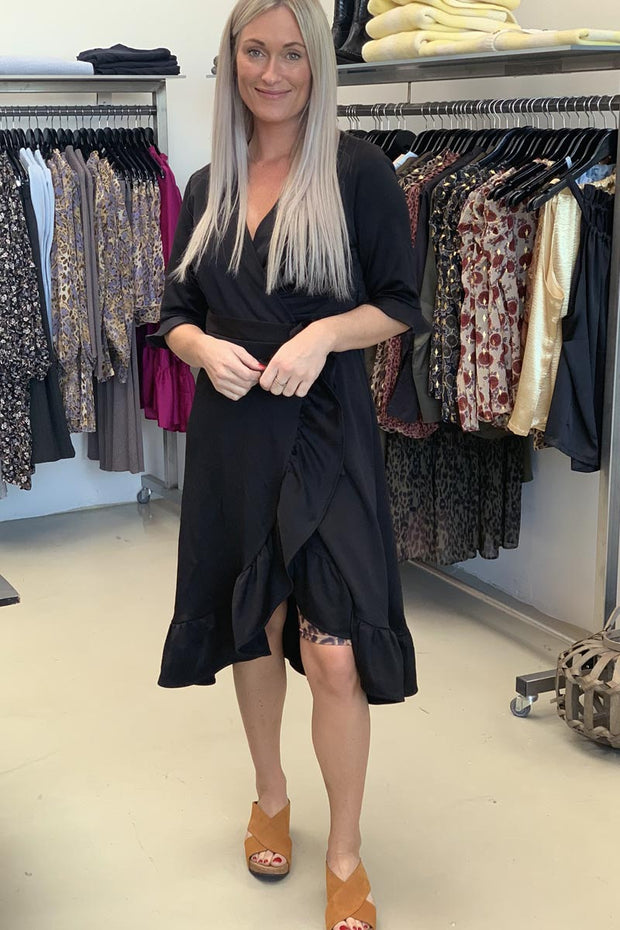 Plain Wrap Dress | Sort | Kjole fra Co'Couture