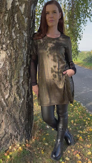 Didi Pinstripe Dress | Bronze | Kjole fra Black Colour