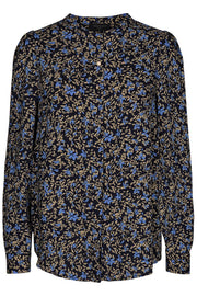Adney Shirt Pleat Ello | Navy | Skjorte med blomsterprint fra Freequent