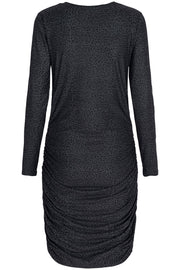 Alma Long Dress | Leo / Black | Kjole med rynker fra Liberté Essentiel