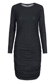 Alma Long Dress | Leo / Black | Kjole med rynker fra Liberté Essentiel