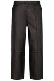 Como Leather Pant, Cropped | Black | Læder bukser fra Mos Mosh
