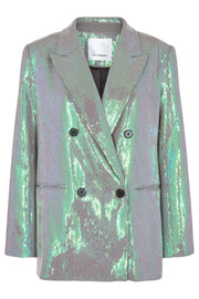 Alice Sequin Oversize Blazer | Silver green | Blazer fra Co'couture