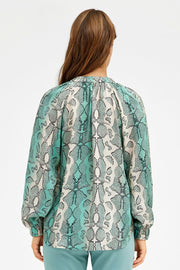 Annsofie, A-shape shirt | Menthe w. Bisque Leo Print | Skjorte   fra Gustav