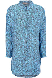 Aviaja LS Long Shirt | Blå | Skjortekjole med blomster fra Soft Rebels