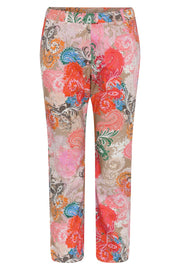 Avo 7/8 flare leg pants | Rose Orchid w. Coral Print | Bukser fra Gustav