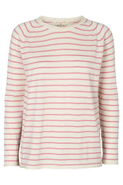 Soya Sweater Stripe | Whisper white/Wild rose | Bluse fra Basic Apparel