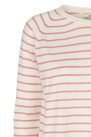 Soya Sweater Stripe | Whisper white/Wild rose | Bluse fra Basic Apparel