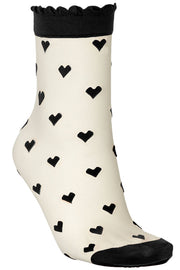 Dagmar Hearts Sock | Sort | Nylon strømpe med hjerte fra Becksöndergaard
