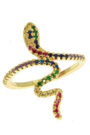 Snake Ring | Guld / multi | Snake ring med sten fra By Lil
