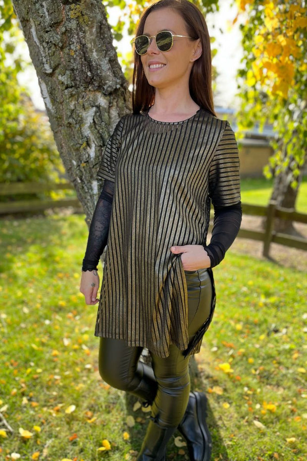 Didi Pinstripe Dress | Bronze | Kjole fra Black Colour