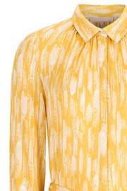 Blaze Shirt Dress | Okker | Lang skjortekjole med print fra Soft Rebels