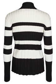 Claudisse-S-Car-Rib Stribe | Black/Offwhite | Cardigan fra FREEQUENT