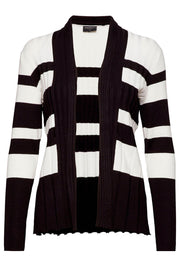 Claudisse-S-Car-Rib Stribe | Black/Offwhite | Cardigan fra FREEQUENT