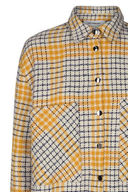 Novera Check Shirt Jacket | Offwhite | Uld jakke med gul / blåt tern fra Co'Couture