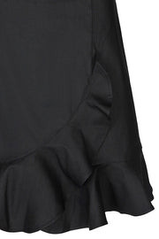 Emmy Coated Skirt | Black | Coated nederdel med flæse fra Co'Couture