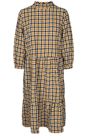 Charlette Check Dress | Sennepsfarvet | Kjole med tern fra Co'Couture