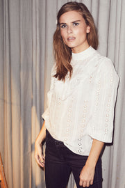 Alaine Anglaise Blouse L/S Shirt | Offwhite | Skjorte fra Co'Couture