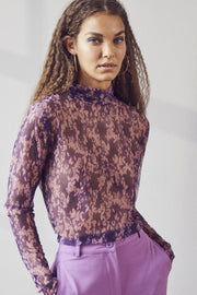 Mauve Mesh Turtleneck | Purple | Top fra Co'couture