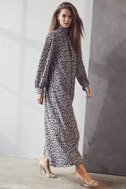 Cleo Animal Floor Dress | Mid Grey | Kjole fra Co'couture
