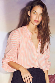 Celina Summer Stripe Shirt | Orange | Skjorte fra Co'couture