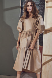Cecilie Poplin Dress | Khaki | Kjole fra Cocouture