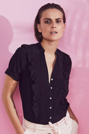 Essential Frill Shirt | Black | Skjorte med flæser fra Co'Couture
