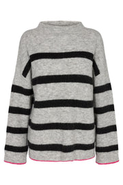 Cozy Stripe Turtleneck | Light Grey | Strik fra Co'couture