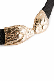 Snake belt | Guld | Flettet elastikbælte med slangehoveder fra Depeche