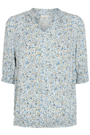 Linn-Ss-Bl | Chambray blue mix | Bluse fra Freequent