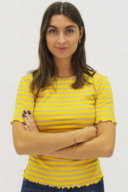 Natalia ss blouse | Yellow Sand Stripe | Bluse fra Liberté