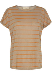 Kay Stripe Tee | Harvest Pumpkin | T-shirt fra Mos Mosh
