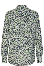 Kaia Bloom Linen Shirt | Salute Navy | Bluse fra Mos Mosh