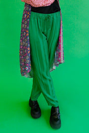 Rena Satin Pant | Green | Bukser fra Black Colour