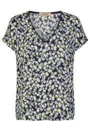 Ayla SS Bloom Blouse | Salute Navy | Bluse fra Mos Mosh