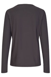 Alma-Ls-Straight-Tshirt | Dark grey | Bluse fra Liberté