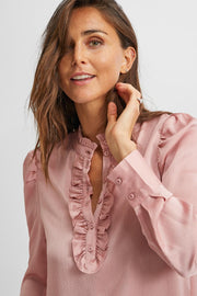 April Shirt Dobby | Silver Pink | Skjorte med flæser fra Freequent