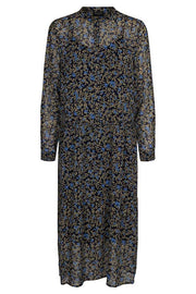Ello Long Dress | Navy Blazer | Lang kjole med print fra Freequent